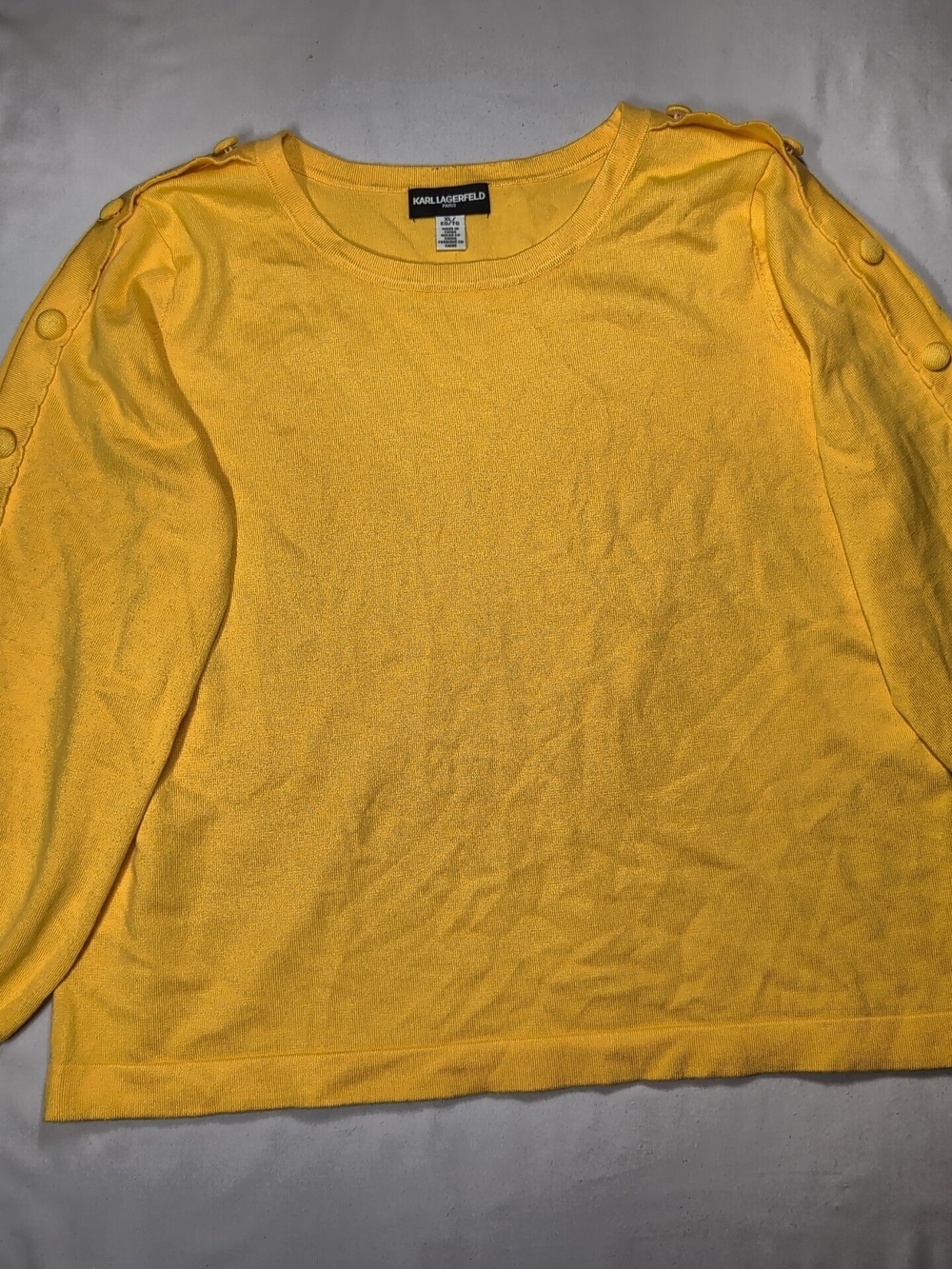 Karl Lagerfeld Bright Yellow Button-Accent Sweater